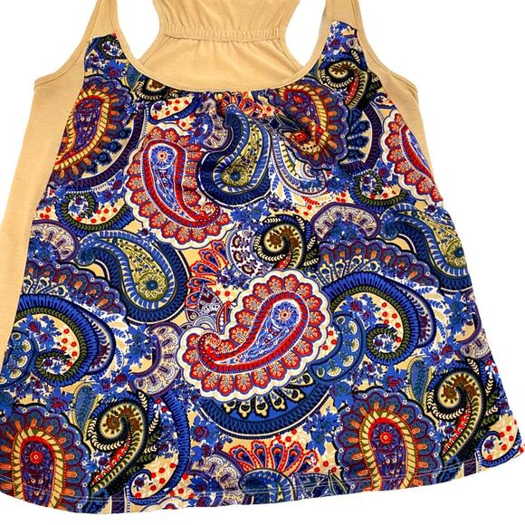Eyelash Couture Colorful Paisley Print Front Racerback Tank, Size Medium - Picture 3 of 7